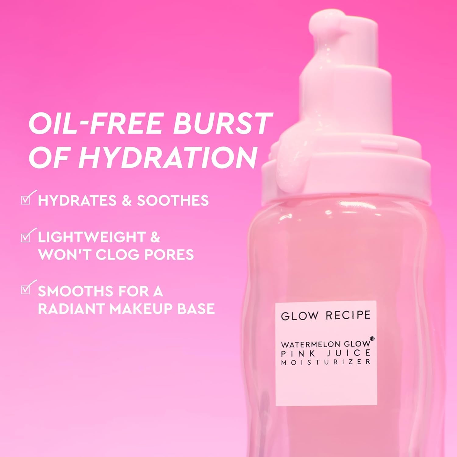 Pink Juice Hydrating Face Moisturizer for Women & Men - Korean Skin Care Moisturizer with Hyaluronic Acid for Glass Skin - Lightweight Gel Moisturizer for Dry Skin (50Ml)