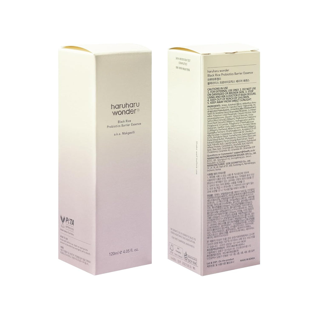 Wonder Black Rice Probiotics Barrier Essence 4.05 Fl. Oz., Essence Toner to Strengthen Skin Barrier with Ceramides, Fermented Ingredients, Soothing, Moisturizing, Plumping