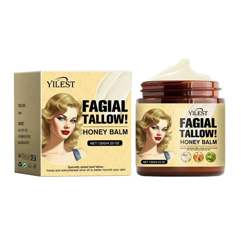 120G Whipped Beef Tallow and Honey Balm Beef Tallow Face Moisturizer Face & Body Skin Care Grass Fed Grass Finished Face Cream