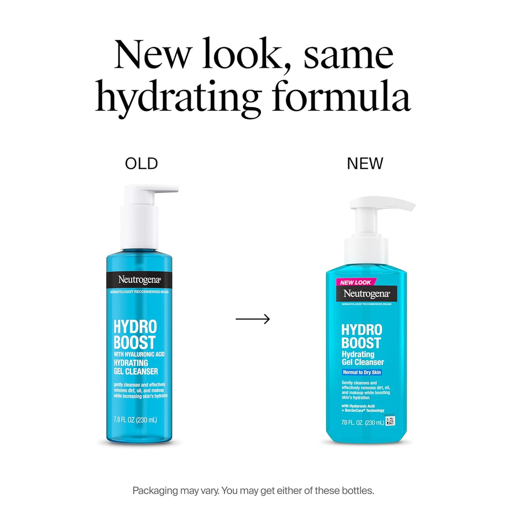 Hydro Boost Facial Cleansing Gel, Hydrating Gentle Face Cleanser and Makeup Remover with Hyaluronic Acid, Hypoallergenic Formula, 7.8 FL OZ