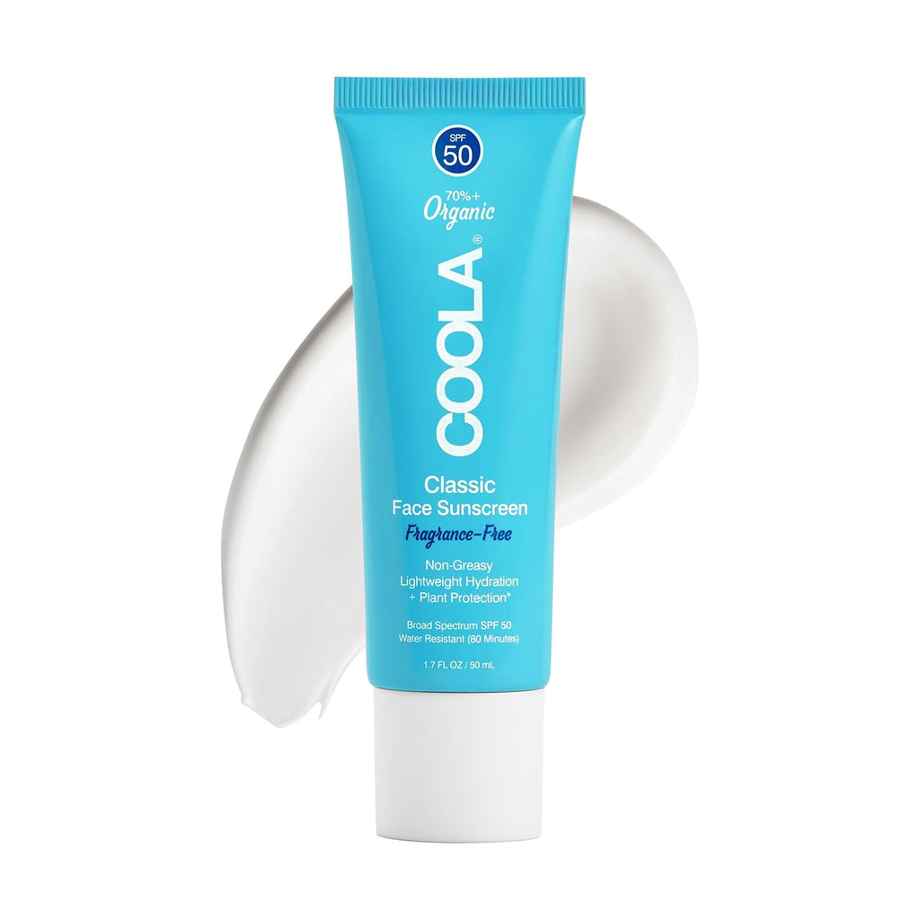 Organic Face Sunscreen SPF 50 Sunblock Lotion, Dermatologist Tested Skin Care for Daily Protection, Vegan and Gluten Free, Fragrance Free, 1.7 Fl Oz.