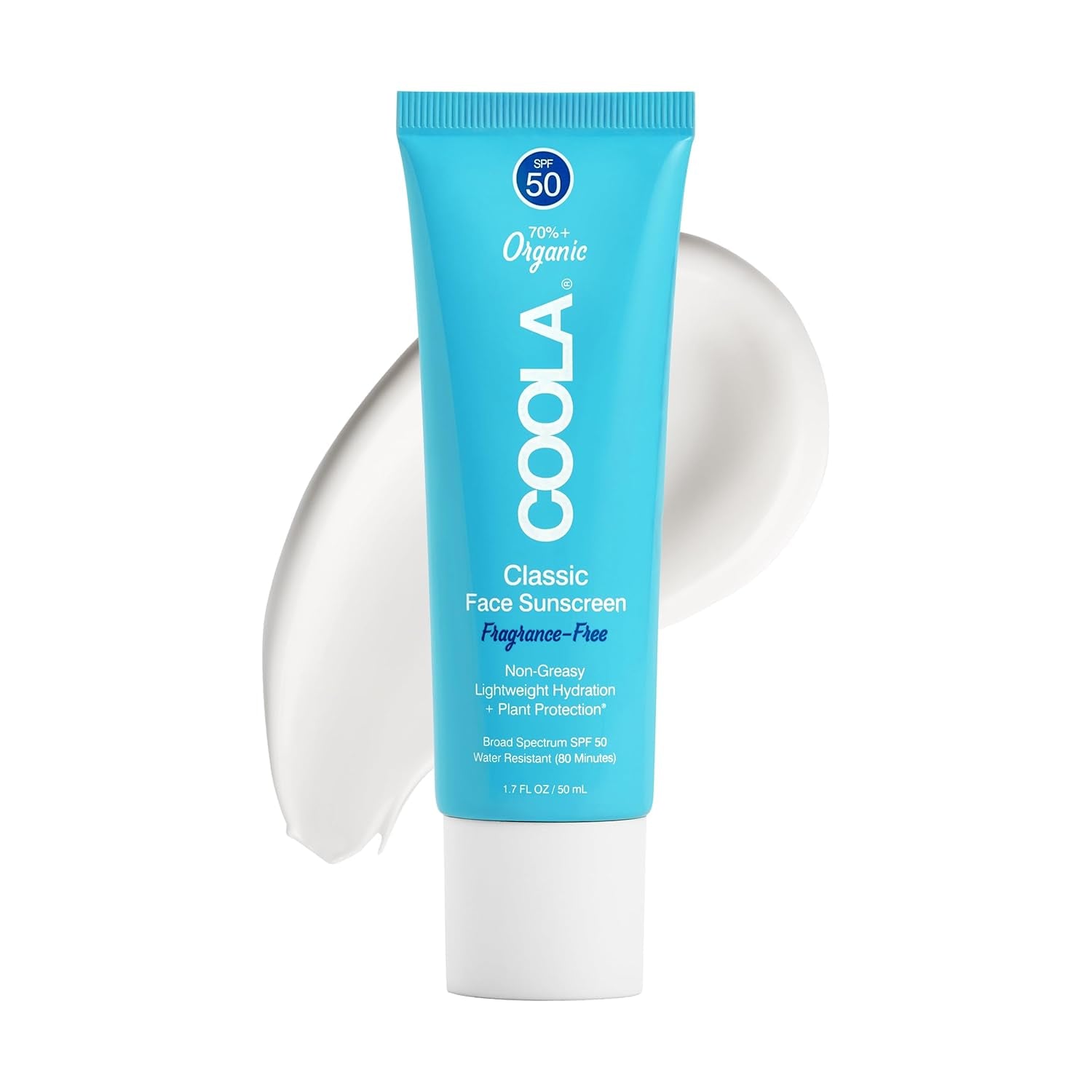 Organic Face Sunscreen SPF 50 Sunblock Lotion, Dermatologist Tested Skin Care for Daily Protection, Vegan and Gluten Free, Fragrance Free, 1.7 Fl Oz.