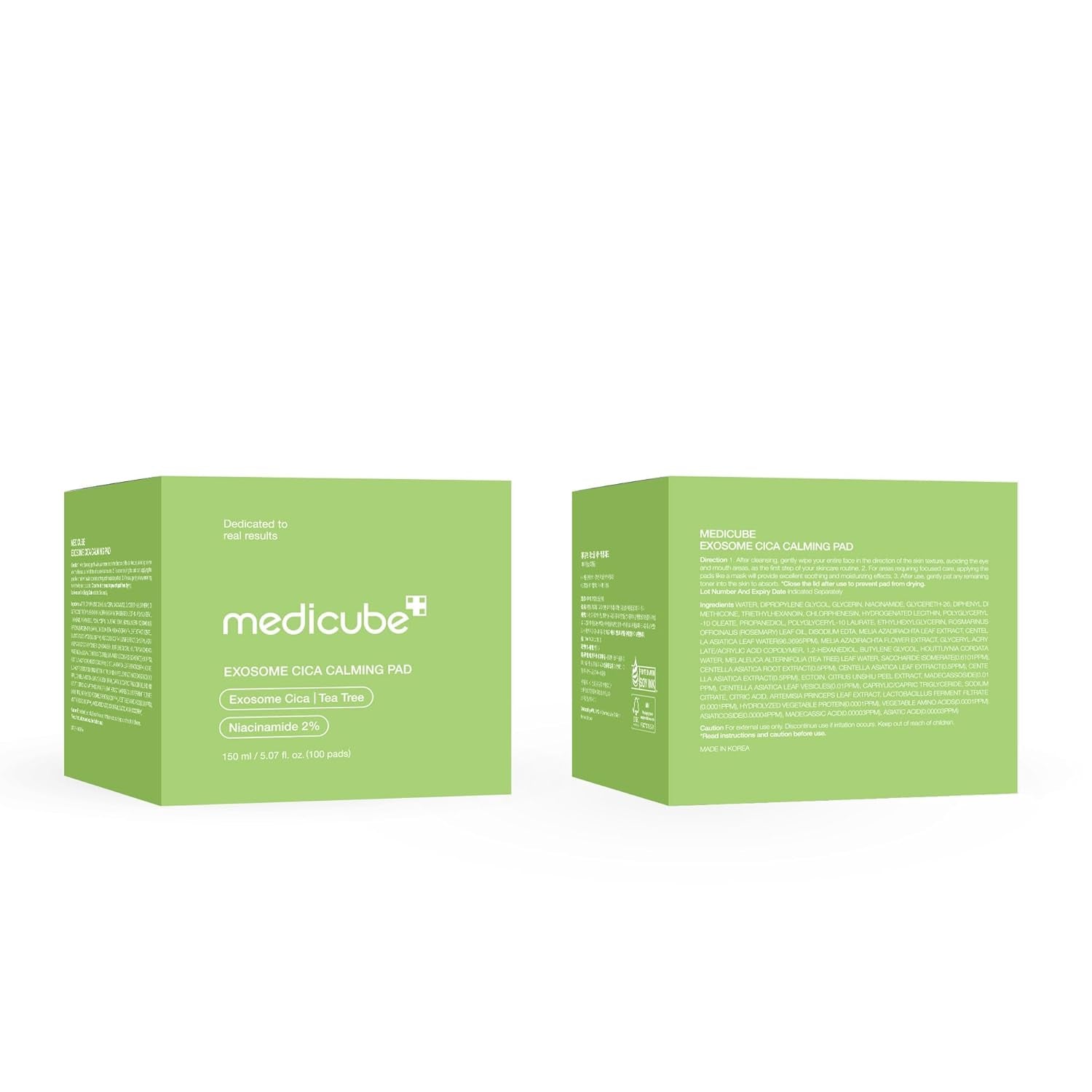 Exosome CICA Tea Tree Calming Toner Pads for Sensitive Skin with Centella Asiatica Help Reduce Redness & Breakouts. Low-Irritating & Hydrating Daily Care, Korean Skincare, Vegan (100 Pads)