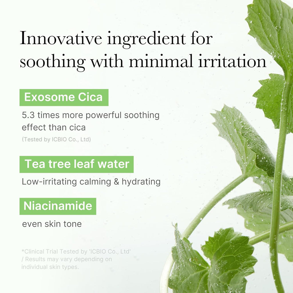Exosome CICA Tea Tree Calming Toner Pads for Sensitive Skin with Centella Asiatica Help Reduce Redness & Breakouts. Low-Irritating & Hydrating Daily Care, Korean Skincare, Vegan (100 Pads)