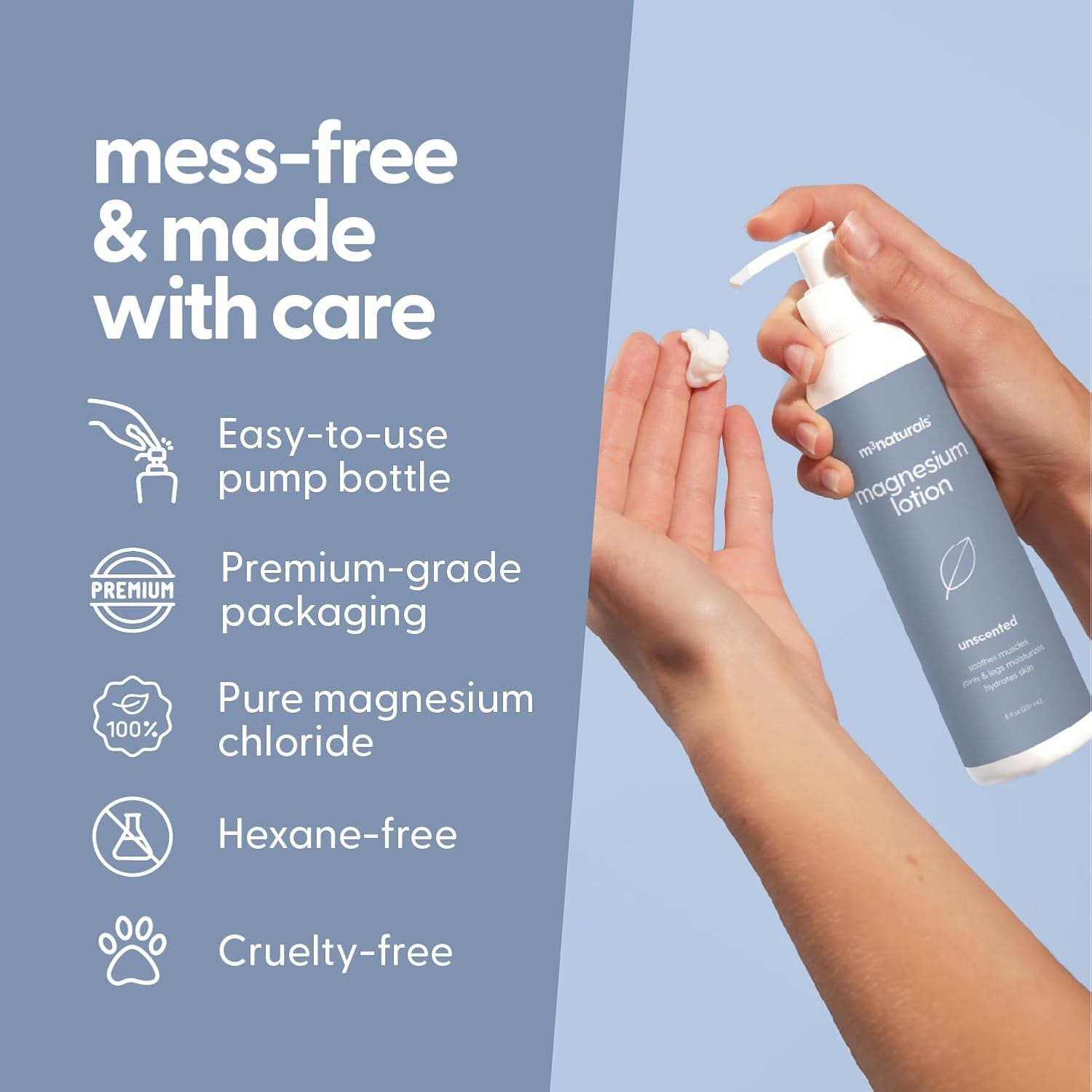 Magnesium Lotion - Ease Muscle Cramps, Calm Restless Legs, Promote Restful Sleep, Moisturize & Hydrate Skin - 8 Fl Oz - Magnesium Cream for Sleep, Magnesium Butter, Topical Magnesium