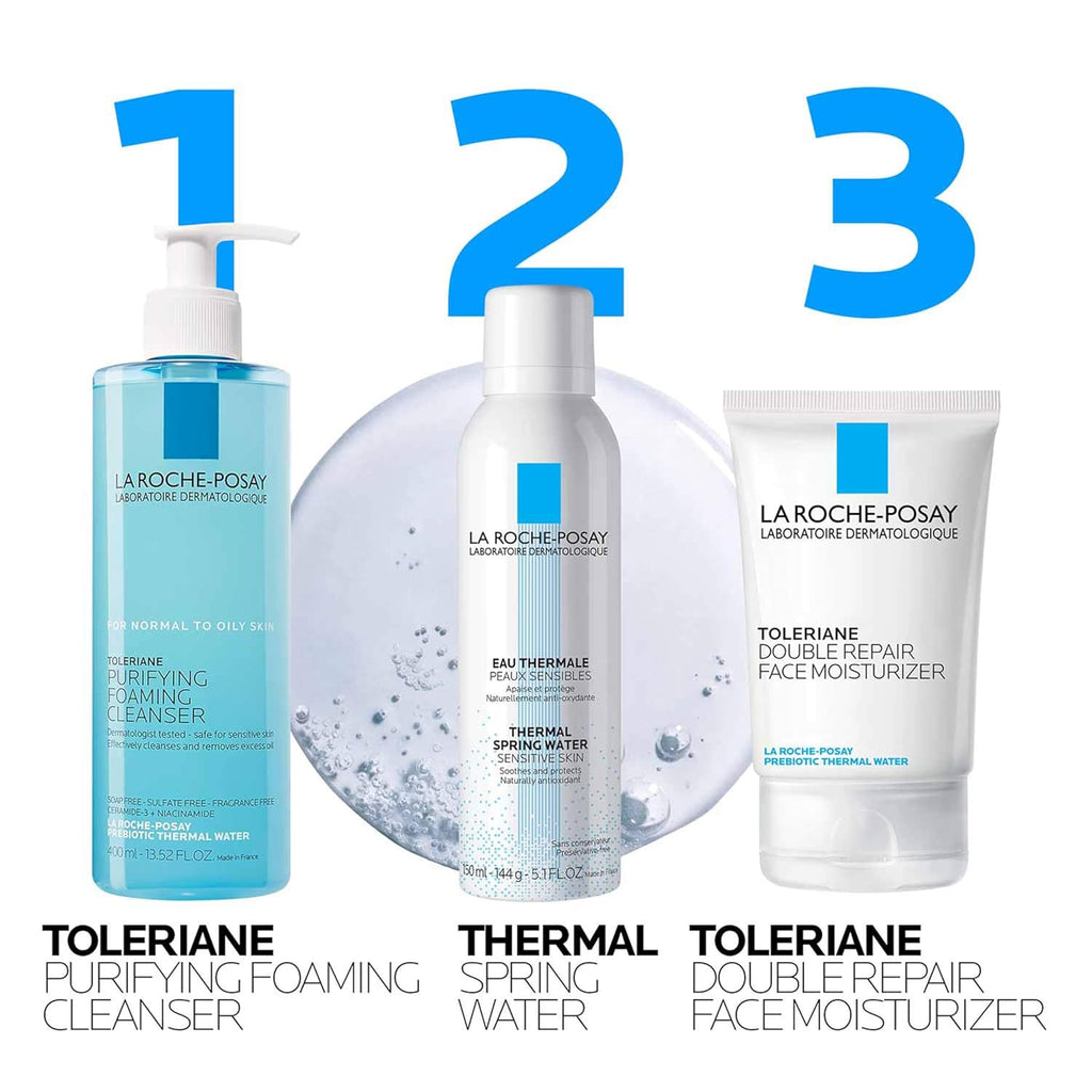 Toleriane Purifying Foaming Facial Cleanser, Oil Free Face Wash for Oily Skin and for Sensitive Skin with Niacinamide, Pore Cleanser Won’T Dry Out Skin, Unscented